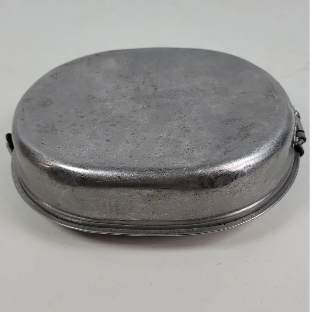Vintage US Military Stainless Steel Mess Kit Wyott Folding Handle Camping Pan